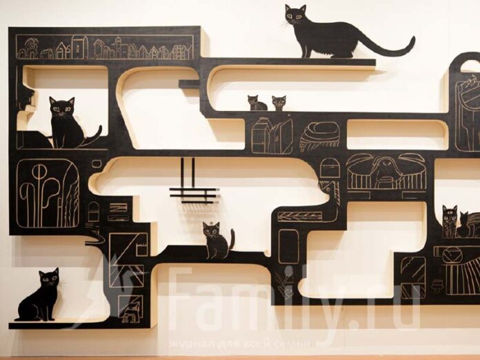 «Котификация» квартиры: полки для котиков на стене