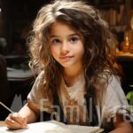 Обустраиваем рабочее пространство школьника Рабочее пространство школьника дома. Красивая девочка за столом с тетрадкой