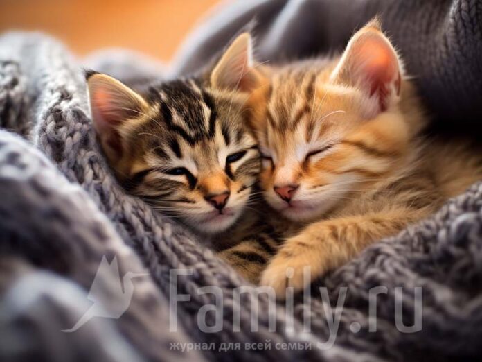 Котята спят вместе