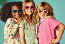 Guess Kids лето 2024: отдых на Ривьере Девочки в летней модной одежде