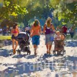 Жара в городе: как сохранить нормальное самочувствие Женщины с колясками гуляют в парке