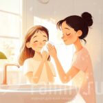Гигиена – наше всё! Мать учит дочку уходу за кожей лица