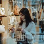 Сумки зимы: на работу, в магазин и в поездки Девушка в магазине рассматривает маленькую сумку