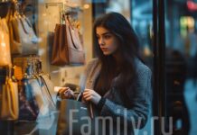 За подарками! Девушка в магазине с сумочкой