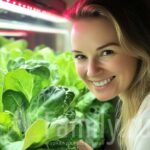 Фитоосвещение: урожай будет! Девушка и листья салата