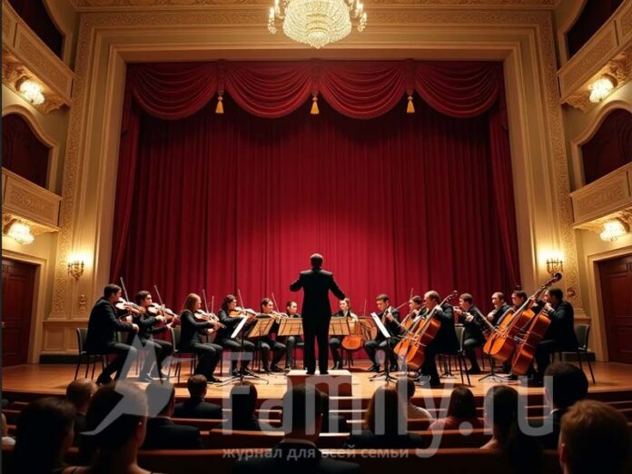 Music-may-25-poster Оркестр и дирижер на сцене
