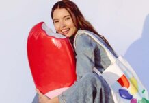 Летний шопинг: стиль, цвет и комфорт Девушка с громадным мороженым