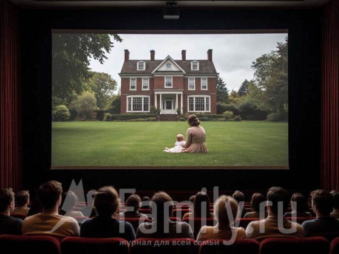 Люди в кинотеатре смотрят фильм