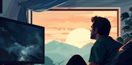 Кино онлайн: детективы, мистика и теории заговора Парень сидит перед телевизором