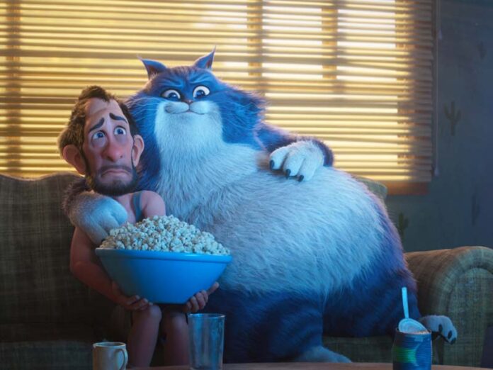 Кот и человек смотрят телевизор