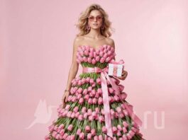 Подарки любимой: белье, свитшот или релакс? Девушка в платье из тюльпанов