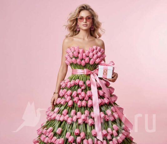 Подарки любимой: белье, свитшот или релакс? Девушка в платье из тюльпанов