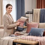 Hometextile & Design Женщина демонстрирует текстиль